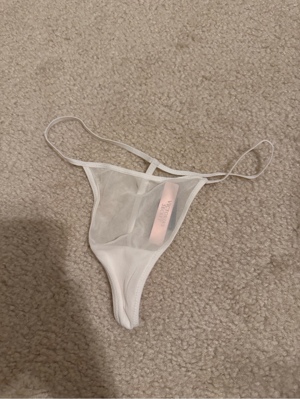 Victoria’s Secret White Sheer Mesh Thong Panty Size S